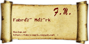 Fabró Márk névjegykártya